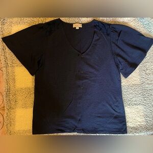 Loft Short Sleeve Cardigan|Navy Blue|Front Button Down|Size Medium